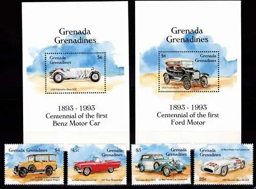 Grenadinen 1825-1828 und Block 294 und 295 postfrisch Auto #NN938