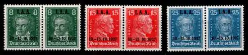 Deutsches Reich 407-409 postfrisch als Paare geprüft Schlegel BPP #OK787