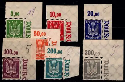 Deutsches Reich 344-350 postfrisch vom Eckrand 348 und 350 gepr. Schlegel #OK789