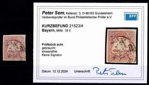 Bayern 18 II gestempelt Kurzbefund Sem BPP #OO422