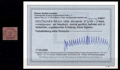 Deutsches Reich 37 a ND mit Falz Befund Jäschke BPP #OO451