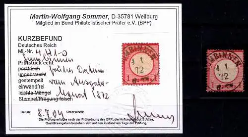 Deutsches Reich 4 gestempelt Kurzbefund Sommer BPP, frühe Verwendung #OO458