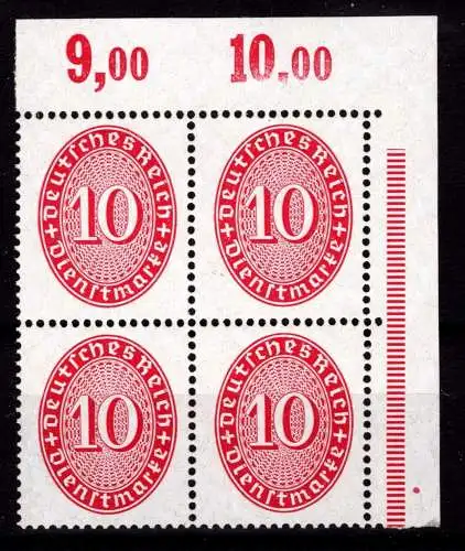 Deutsches Reich Dienst 117 X P OR postfrisch 4er Block #OO467
