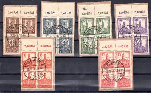 SBZ 156 X - 161 X gestempelt im 4er Block vom Oberrand, geprüft Ströh BPP #OO522