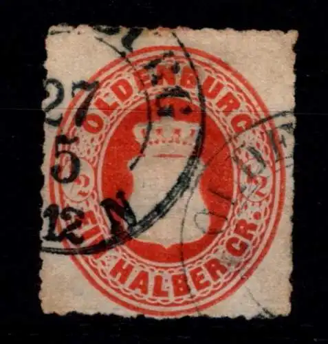 Oldenburg 16 Aa gestempelt geprüft Stegmüller BPP, dünne Stelle #OO445