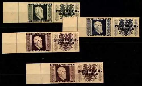 Österreich 772 B ZF - 775 B ZF postfrisch Renner mit Zierfeld #OO586