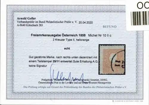 Österreich 10 II c gestempelt Befund Goller BPP #OO575