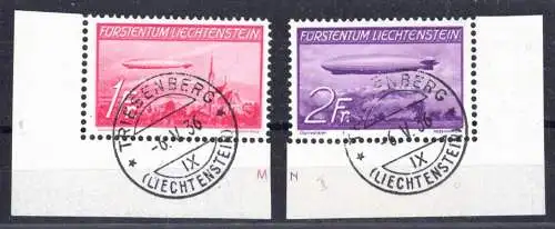 Liechtenstein 149-150 gestempelt Zeppeline jeweils vom Eckrand #OO577