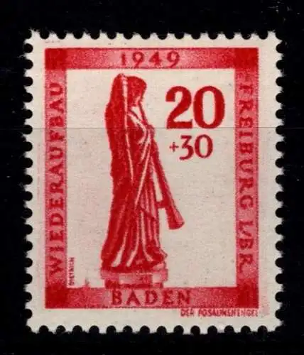 Französische Zone Baden 40 A I postfrisch geprüft Schlegel BPP #OO590