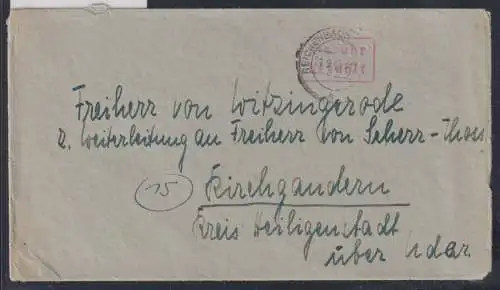 Alliierte Besetzung B 4 a auf Brief Gebühr bezahlt 21.9.1945 #ON831