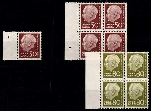Saarland 393, 396 postfrisch 4er Block SR #ON866