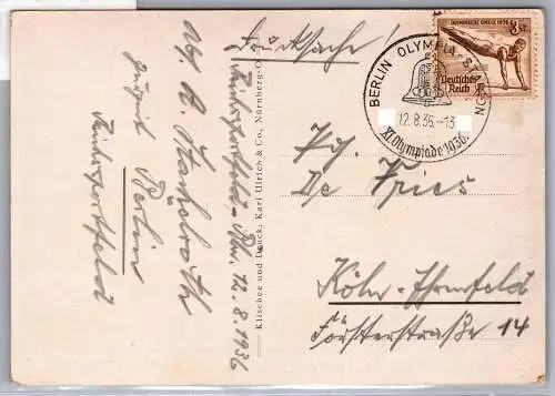 Deutsches Reich 609 auf Postkarte Olympiade 1936 #ON846