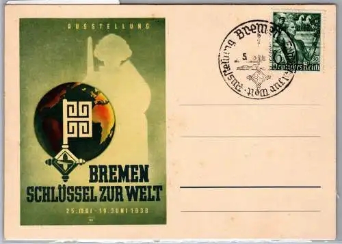 Deutsches Reich 660 auf Postkarte Bremen Ausstellung #ON848