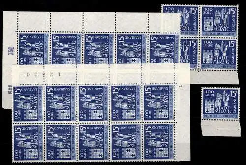 Saarland 446 Ecke 2+4 FN 1 postfrisch 2x 10 er Bogenteil ungefaltet #ON875