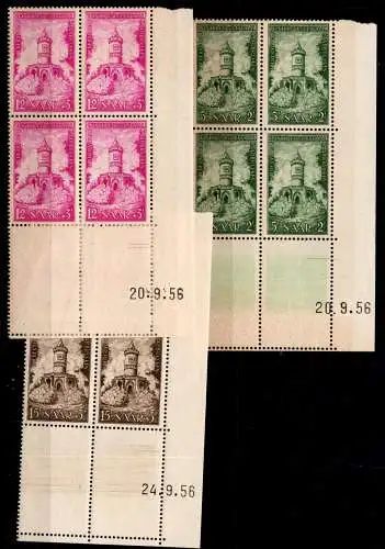 Saarland 373-375 Br postfrisch 4er Bogenteil ungefaltet #ON894