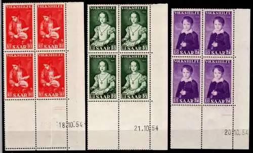Saarland 354-356 Br postfrisch im 4er Block ungefaltet #ON897
