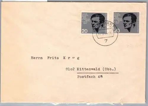 BRD Bund 438 auf Brief Fernbrief MeF #ON840