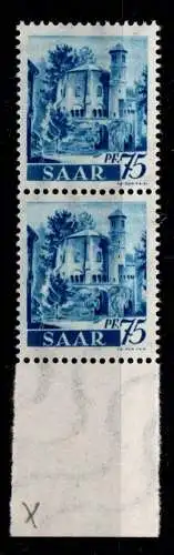 Saarland 222 X postfrisch senkrechtes Paar mit Unterrand #ON941