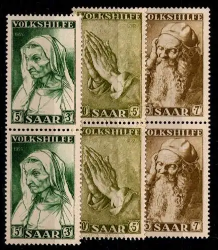 Saarland 365-367 postfrisch senkrechtes Paar #ON905
