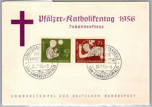 BRD Bund 232-233 auf Ausstellungskarte Pfälzer Katholikentag 1956 #ON963