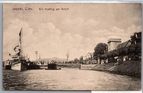 Ak Unkel am Rhein Schiffsalegestelle 1916 #ON985