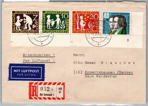 BRD Bund 322-325 auf Brief Einschreiben #ON953