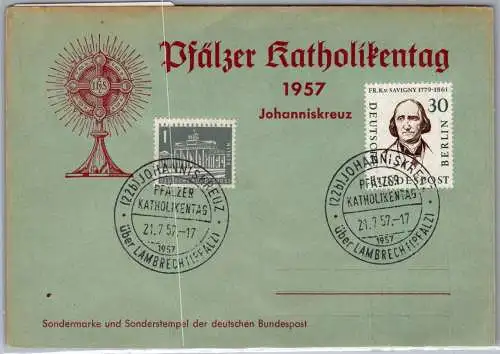 Berlin 170 auf Ausstellungskarte Pfälzer Katholikentag 1957 #ON965