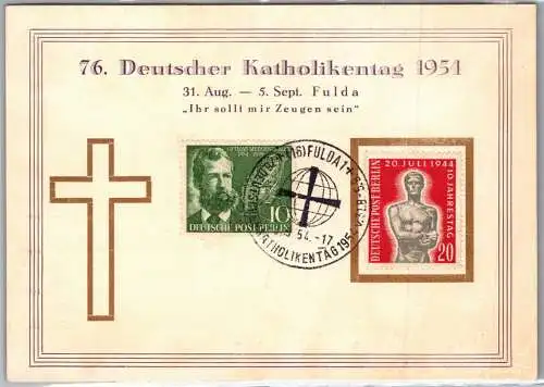 Berlin 232-233 auf Ausstellungskarte Katholikentag 1954 #ON964