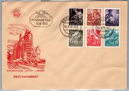 DDR Fünfjahresplan als Ersttagsbrief FDC 1 vom 10.8.53 #ON971