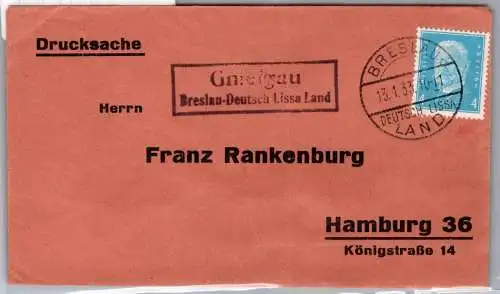 Deutsches Reich 454 auf Brief Landpoststempel Oberschlesien #ON997