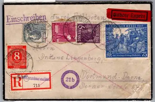 Alliierte Besetzung 966 u.a. auf Brief Am. Brit. Zone #ON994