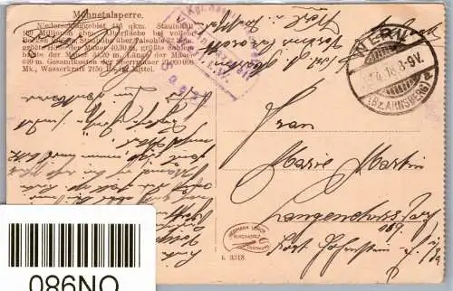 Ak Möhnetalsperre Viadukt bei Delecke Feldpost 1918 #ON980