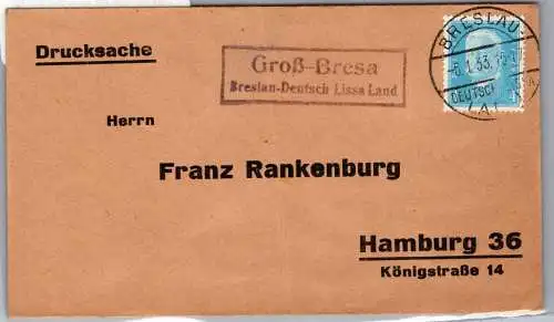 Deutsches Reich 454 auf Brief Landpoststempel Oberschlesien #ON996