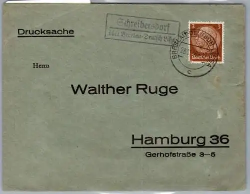 Deutsches Reich 513 auf Brief Landpoststempel Oberschlesien #OO207
