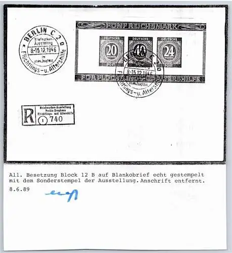 Alliierte Besetzung Block 12 A+ B auf Brief Einschreiben #OO222