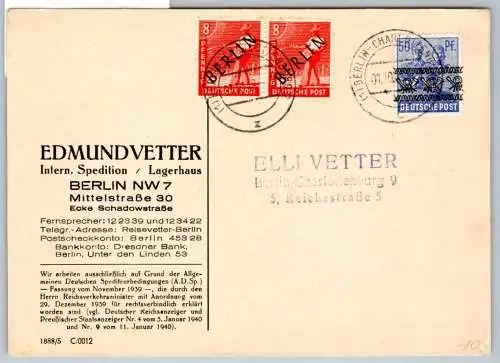 Berlin 3 u.a. auf Postkarte als waag. Paar #OO317
