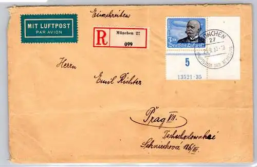 Deutsches Reich 539 y HAN auf Brief Einschreiben #OO217