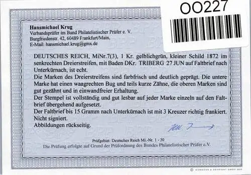 Deutsches Reich 7 auf Brief Mehrfachfrankatur #OO227