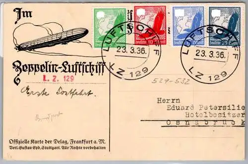 Deutsches Reich 529-535 auf Postkarte Zeppelinfahrt #OO220