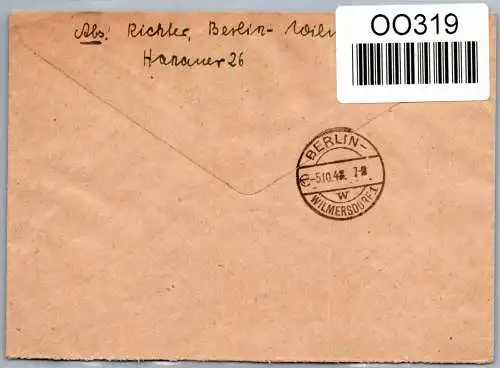 Berlin 2 W OR, 5 P OR, 7, 8 , 11 auf Brief Einschreiben #OO319