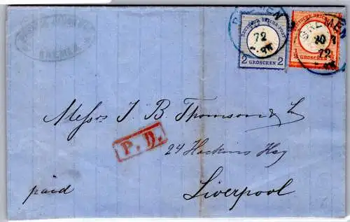 Deutsches Reich 5, 14 auf Brief NDP Stempel Bremen #OO226