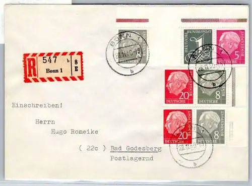 BRD Bund ZD WZ 15b X, W 23 Y I + II auf Brief Einschreiben #OO333