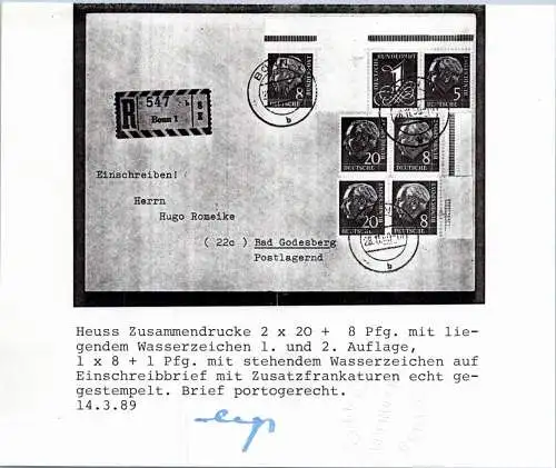 BRD Bund ZD WZ 15b X, W 23 Y I + II auf Brief Einschreiben #OO333