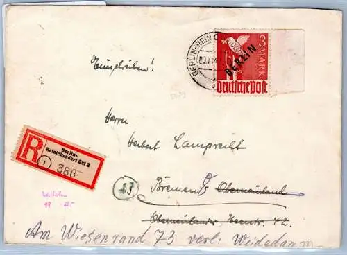 Berlin 19 SR auf Brief Einschreiben #OO322