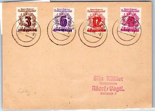 SBZ 138, 141, 144, 148 auf Postkarte Ersttag #OO344