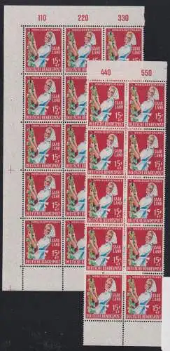 Saarland 441-444 Ecke 1+3 postfrisch 10er+15er Block OR x 5 #ON890