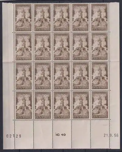 Saarland 373-375 Br postfrisch 20er Bogenteil #ON892