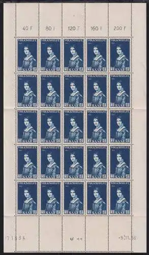 Saarland 376-378 Br postfrisch 25er Bogen #ON891