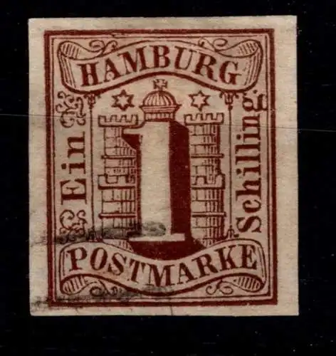 Hamburg 2 gestempelt breitrandiges Prachtsstück #OO668