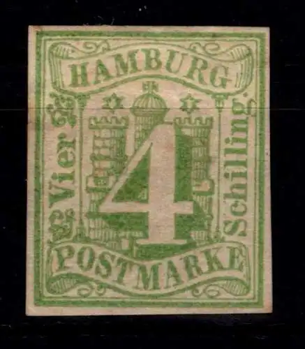 Hamburg 5 mit Falz mit Teilen des Restgummi #OO672